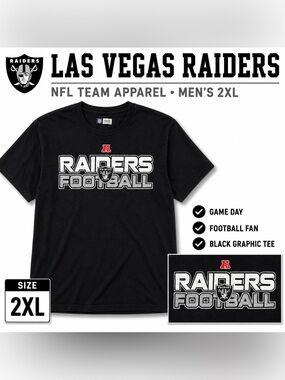 Las Vegas Raiders Football NFL Team Apparel Black Graphic Tee 2XL